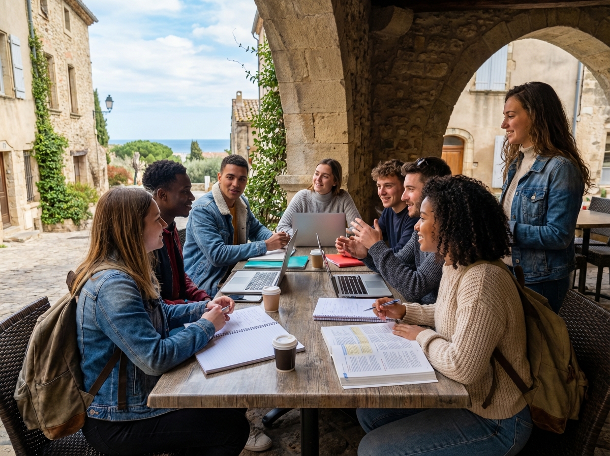 Étudiants autour d