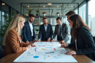 Groupe de professionnels discutant autour du diagramme PDCA