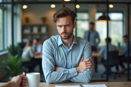 Homme d'affaires inquiet dans un bureau moderne