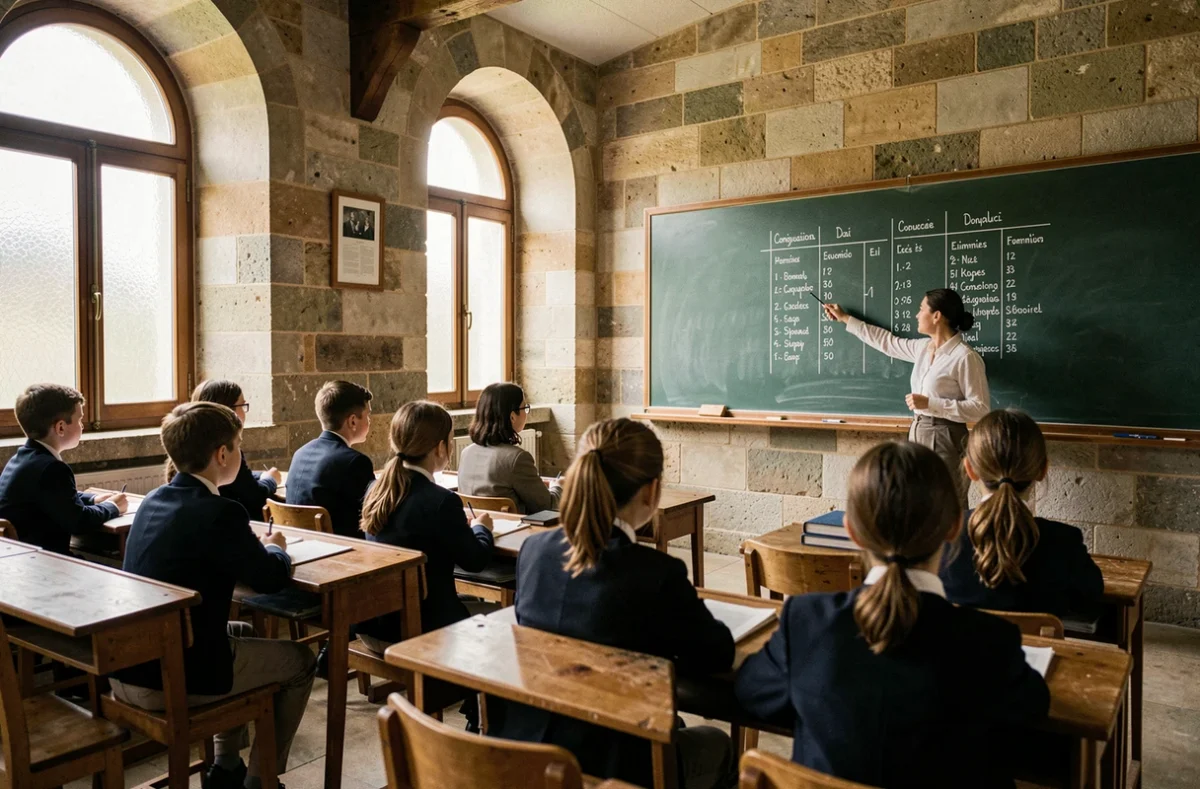 Salle de classe de l'Institution Saint-Jean à Douai dédiée à l'enseignement des langues