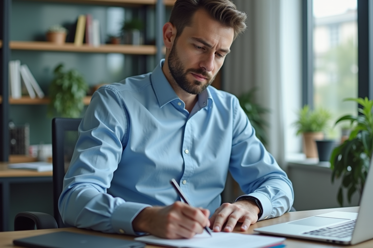 Homme d'affaires au bureau en tenue professionnelle