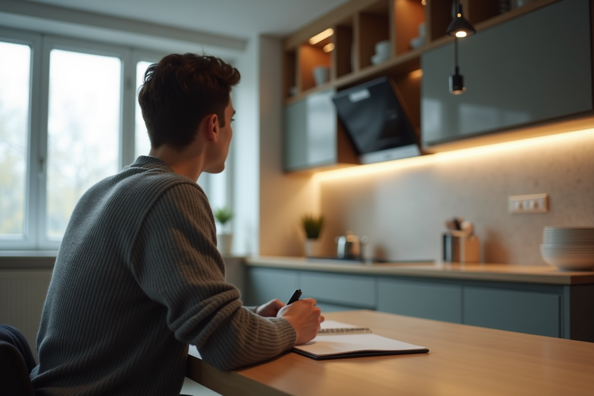 Jeune homme en intérieur regardant par la fenêtre