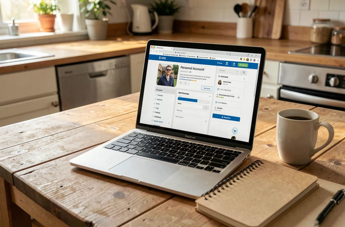 Ordinateur portable ouvert sur une table pour consulter ses allocations