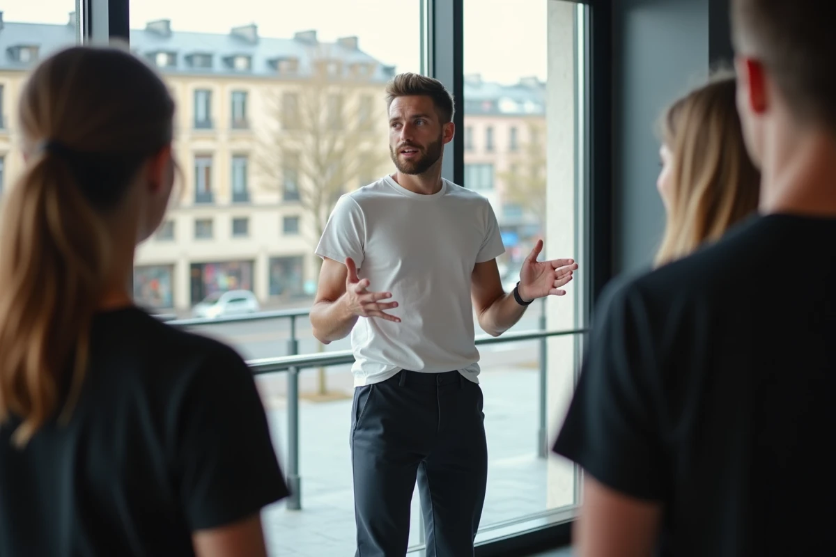 Professeur de danse contemporaine donnant un cours dans un centre culturel de Lille
