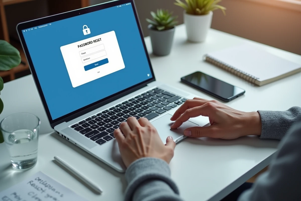 Mains tapant sur un clavier pour réinitialiser un mot de passe sur le portail ENT Normandie