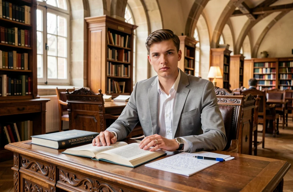 Étudiant en double diplôme et langues de spécialité dans les locaux de Sciences Po Lille